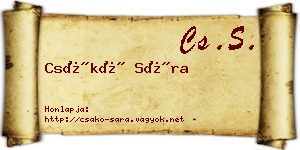Csákó Sára névjegykártya